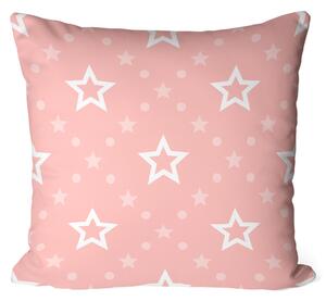 Polštář z mikrovlákna Elegantní hvězdy - geometrický motiv v bílých a růžových odstínech