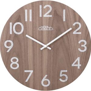 Dřevěné designové hodiny bílé/tmavě hnědé PRIM Genuine Veneer - C