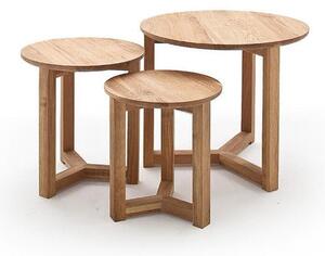Konferenční stolek Maude - set 3 kusů (hnědá, masiv)