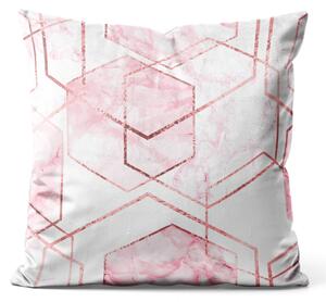 Dekorační velurový polštář Mramorové krystaly - abstraktní geometrická glamour kompozice