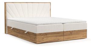 Boxspring postel s úložným prostorem v krémovo-přírodní barvě 200x200 cm Asahi – Maison de Rêve