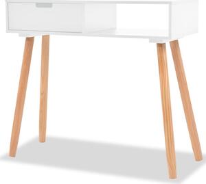 Odkládací stolek, masivní borovice, 80x30x72 cm, bílý