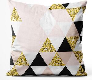 Dekorační velurový polštář Zlatý kaleidoskop - abstraktní geometrická glamour kompozice