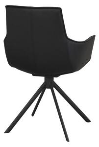 Rowico Černá kožená otočná židle Lowell