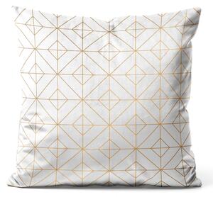 Dekorační velurový polštář Elegantní mřížky - zlatá geometrická glamour kompozice