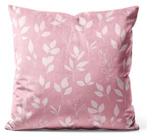 Dekorační velurový polštář Větve magnólie - minimalistický design v bledě růžových odstínech