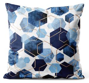 Dekorační velurový polštář Elegantní hexagony - geometrické motivy na bílém pozadí welurowá