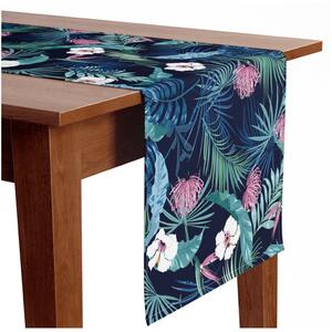 Běhoun na stůl Útulná džungle - botanická kompozice s tropickými rostlinami