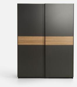 Antracitová skříň s posuvnými dveřmi METROPOLITAN 150 cm