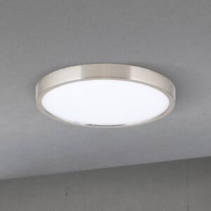 ORION LED stropní svítidlo Disc, satinovaná niklová barva, Ø 24 cm,, stmívatelný, Hliník / šedá / zinek, Obývací pokoj / jídelna, Hliník, Moderní
