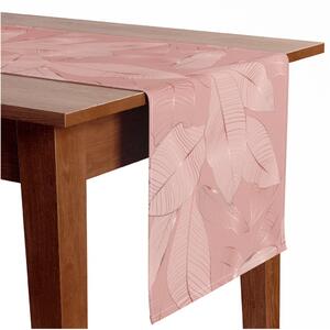 Běhoun na stůl Růžové víno - grafické listy v odstínech růžové v glamour stylu