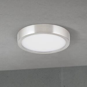 ORION LED stropní svítidlo Disc, satinovaná niklová barva, Ø 14 cm,, stmívatelný, Hliník / šedá / zinek, Obývací pokoj / jídelna, Hliník, Moderní