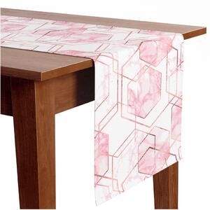 Běhoun na stůl Mramorové krystaly - abstraktní geometrická kompozice v glamour stylu