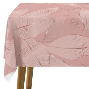 Ubrus na stůl Růžové víno - grafické listy v odstínech růžové v stylu glamour