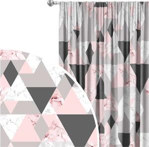 Záclona na žabky Geometrický patchwork - Kompozice trojúhelníků s mramorem a zlatem