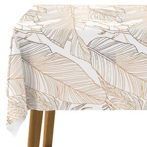 Ubrus na stůl Listy secese - minimalistický, rostlinný vzor v zlaté barvě