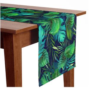 Běhoun na stůl Různé filodendrony - exotické listy v odstínech zelené