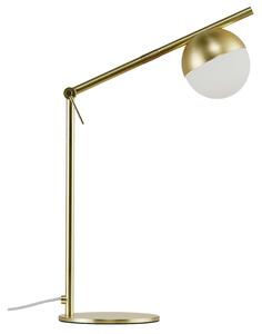 Nordlux Opálově bílá skleněná stolní lampa Contina s mosaznou podstavou