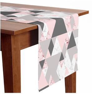 Běhoun na stůl Pudrové trojúhelníky - geometrický, minimalistický motiv v odstínech růžové