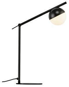 Nordlux Opálově bílá skleněná stolní lampa Contina s černou podstavou