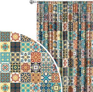 Záclona na žabky Hispánská arabeska - motiv inspirovaný keramikou v patchworkovém stylu