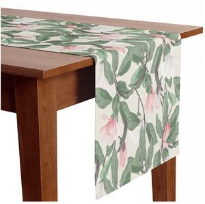 Běhoun na stůl Jemné magnólie - subtilní rostlinný vzor v stylu cottagecore