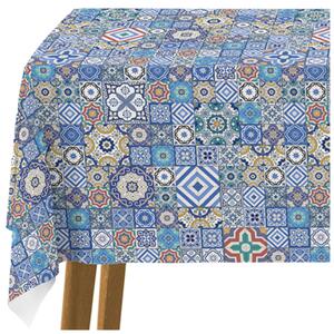 Ubrus na stůl Modri vzorci - motiv navdihnjen s keramiko v slogu patchwork