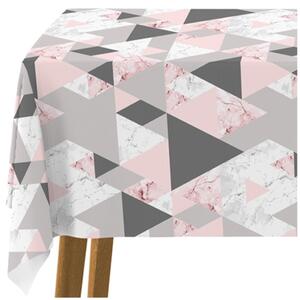 Ubrus na stůl Pudrové trojúhelníky - minimalistický motiv v růžových odstínech