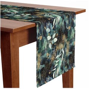 Běhoun na stůl Med vejami - kompozicija z rastlinskim motivom na temnem ozadju