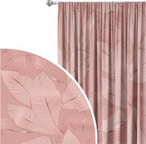 Záclona na žabky Růžové víno - grafické listy v odstínech růžového v glamurovém stylu na žabky