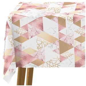 Ubrus na stůl Geometrický patchwork - kompozice s trojúhelníky a mramorem