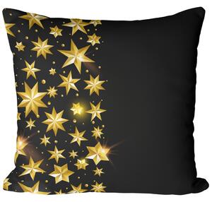 Polštář z mikrovlákna Hvězdná noc - třpytivé zlaté hvězdy na černém pozadí