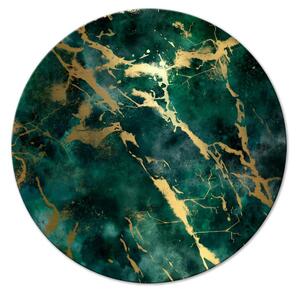 Kulatý obraz Malachitový mramor - zlaté praskliny na zeleném kameni