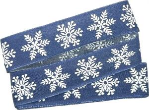 Vánoční stuha skládaná SNOWFLAKES modrá 25mm x 2m (7,50 Kč/m)