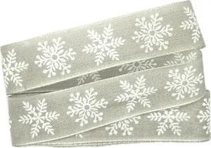 Vánoční stuha skládaná Sněhová vločka světle šedá 25 mm x 2 m ( 5,- Kč/m)