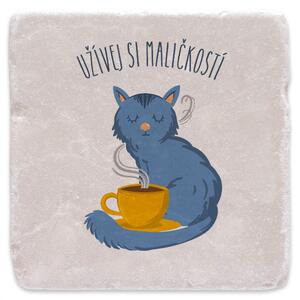 Užívej si maličkostí - kočka - mramorový tácek