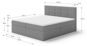 Čalouněná postel Carrie 180x200,tmavě šedá,vč. matrace a topperu