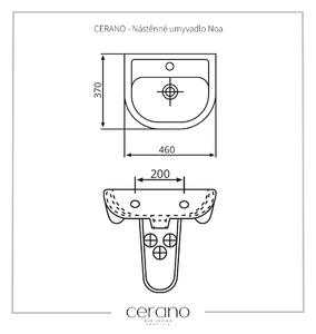 Cerano Noa, nástěnné umyvadlo 46x37 cm, bílá, CER-CER-403401