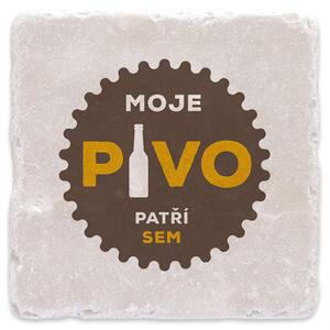 Moje pivo patří sem - mramorový tácek