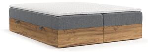 Boxspring postel s úložným prostorem v šedo-přírodní barvě 140x200 cm Faro – Maison de Rêve