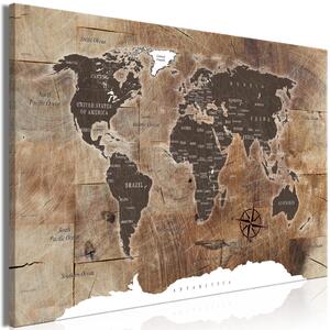 Obraz XXL Mapa světa: Dřevěná mozaika