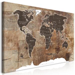 Obraz XXL Mapa světa: Dřevěná mozaika II