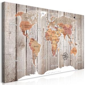 Obraz XXL Mapa světa: Dřevěné světy II