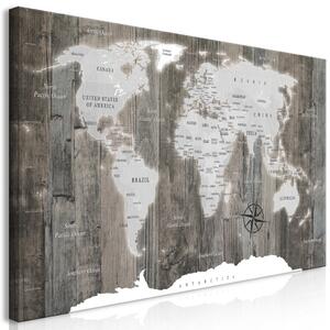 Obraz XXL Mapa světa: Dřevěný svět II
