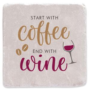 Start with coffee end with wine - mramorový tácek