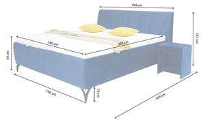 Čalouněná postel Franz 180x200, modrá, včetně matrace