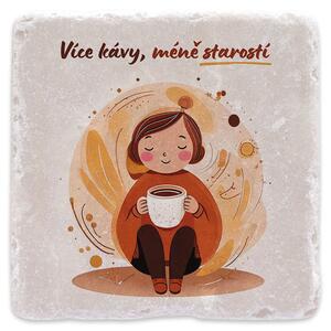 Více kávy, méně starostí - mramorový tácek
