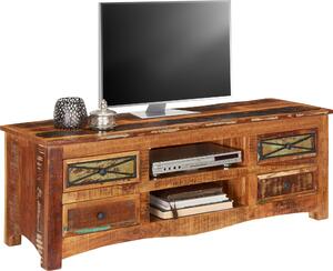 NÍZKÁ KOMODA, recyklované dřevo, vícebarevná, 140/50/45 cm Landscape - TV stolky & komody pod TV