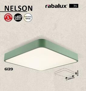 RABALUX Stropní LED svítidlo NELSON, 36W, denní bílá, 40x40cm, hranaté, zelené 006139