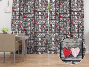 Biante Bavlněný závěs Sandra SA-272 Červená srdce na šedém patchworku 150x140 cm